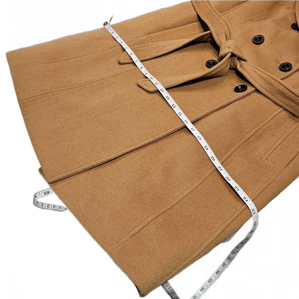 Anne Klein Cashmere Wool Blend Camel Double-Breasted Belted Trench Coat - Picture 15 of 16